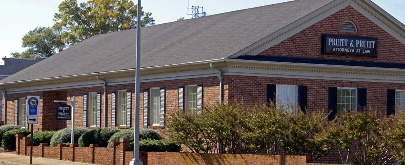 The Pruitt & Pruitt, P.A. office, a red brick building at 101 N. Murray Avenue in Anderson, SC
